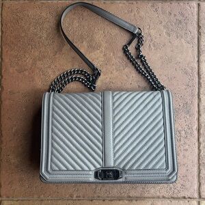 Rebecca Minkoff Gray Quilted Chevron Chain